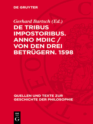 cover image of De tribus impostoribus. Anno MDIIC / Von den drei Betrügern. 1598